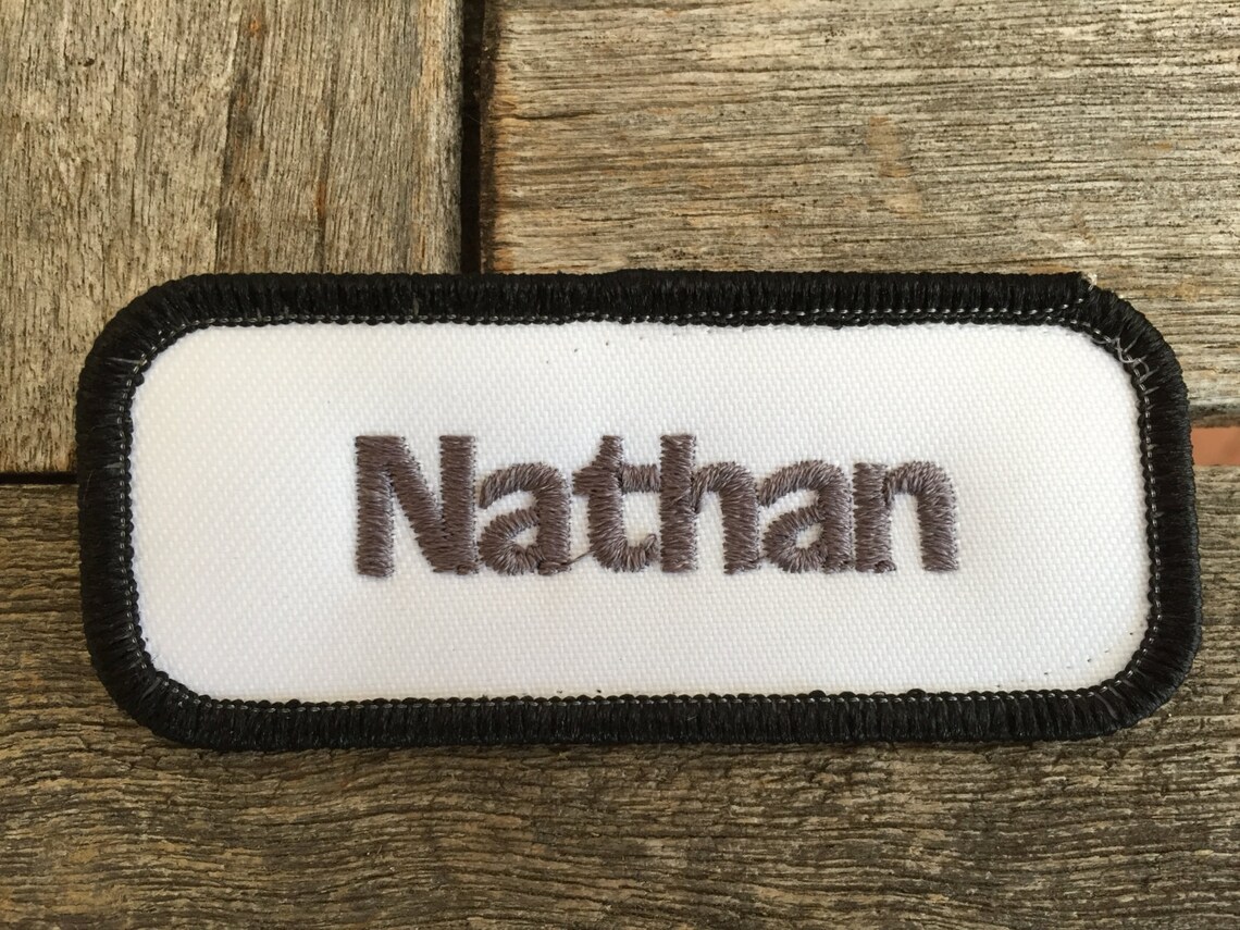Nathan. A White Work Shirt Name Patch That Says Etsy