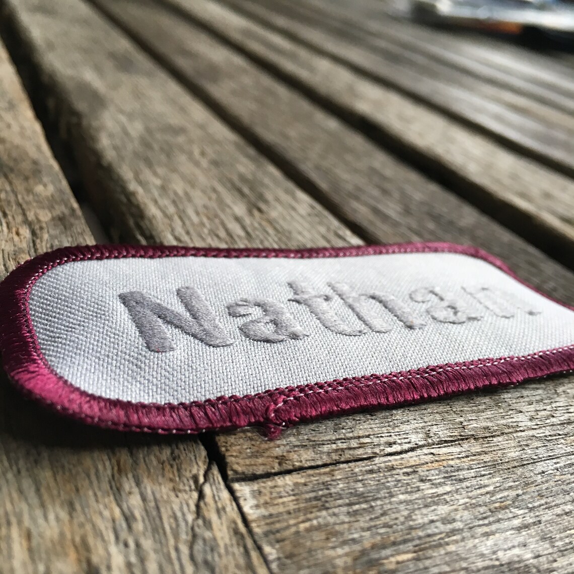 Nathan. A Light Gray Work Shirt Name Patch That Says Etsy