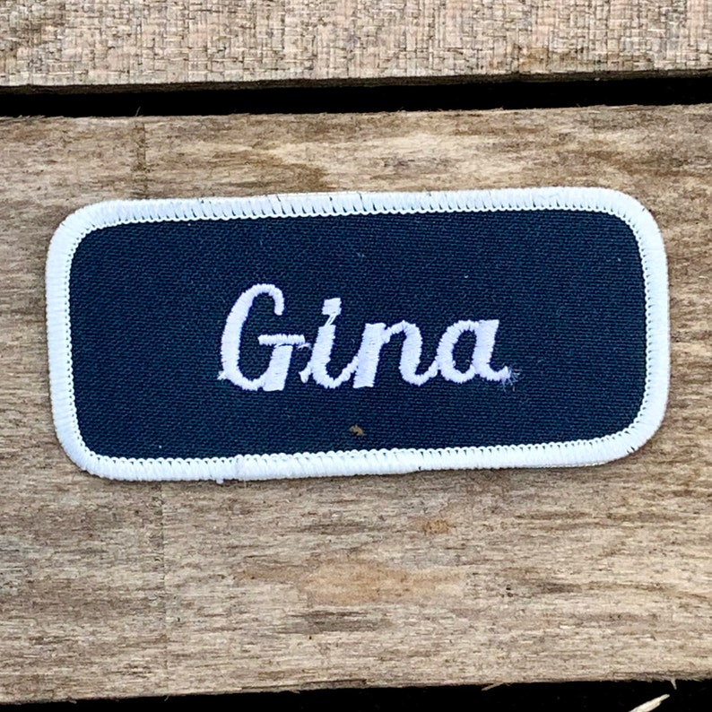 Gina. A Blue/gray Work Shirt Name Patch That Says Etsy
