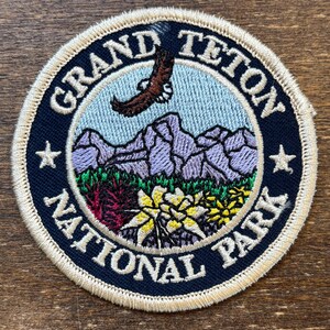 Grand Teton National Park Wyoming Vintage Reise-Patch. Beachten Sie kleinen weißen Fleck über dem Adlerflügel