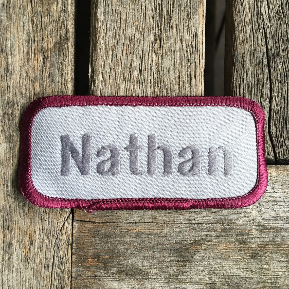 Nathan. A Light Gray Work Shirt Name Patch That Says Etsy