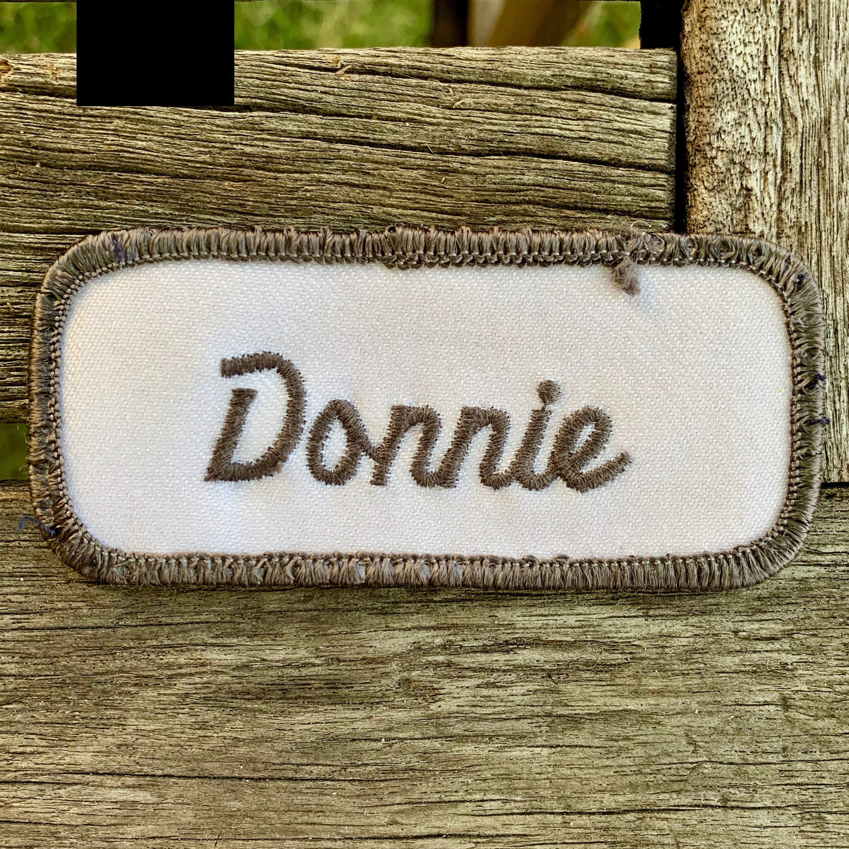 Donnie Work Shirt Name Patch. A White Patch With Gray Etsy