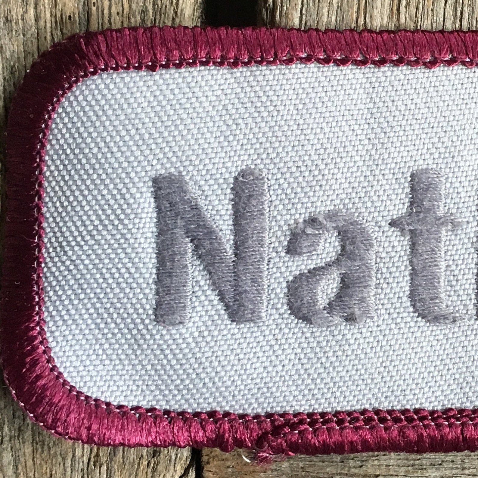 Nathan. A Light Gray Work Shirt Name Patch That Says Etsy