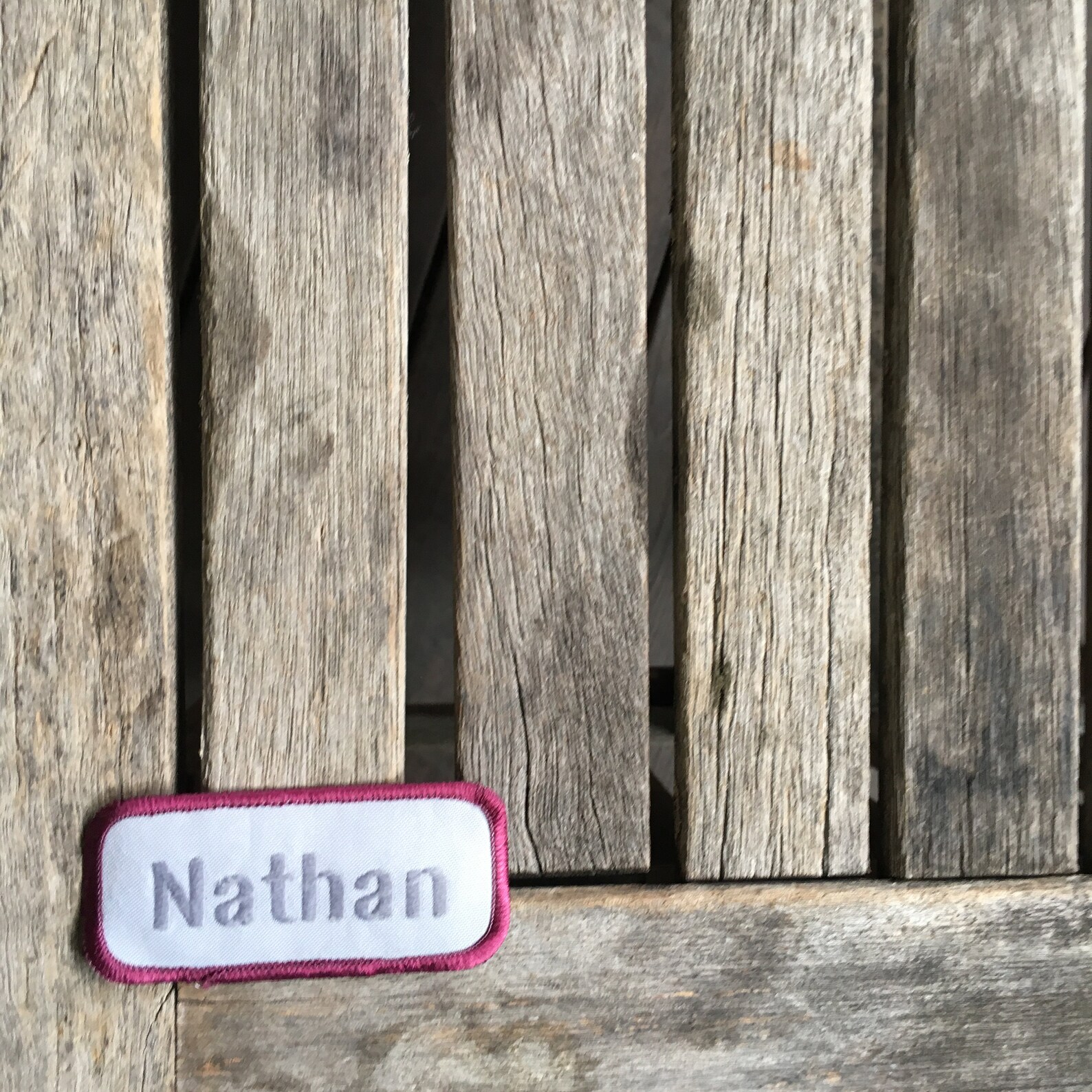 Nathan. A Light Gray Work Shirt Name Patch That Says Etsy