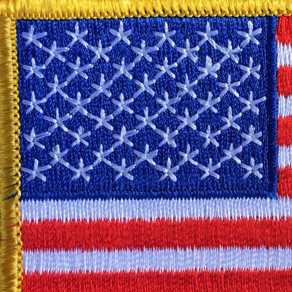 USA Flag Patch With Yellow Border 