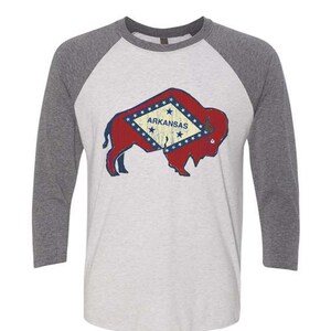 Arkansas Buffalo Baseball Tee, Grey