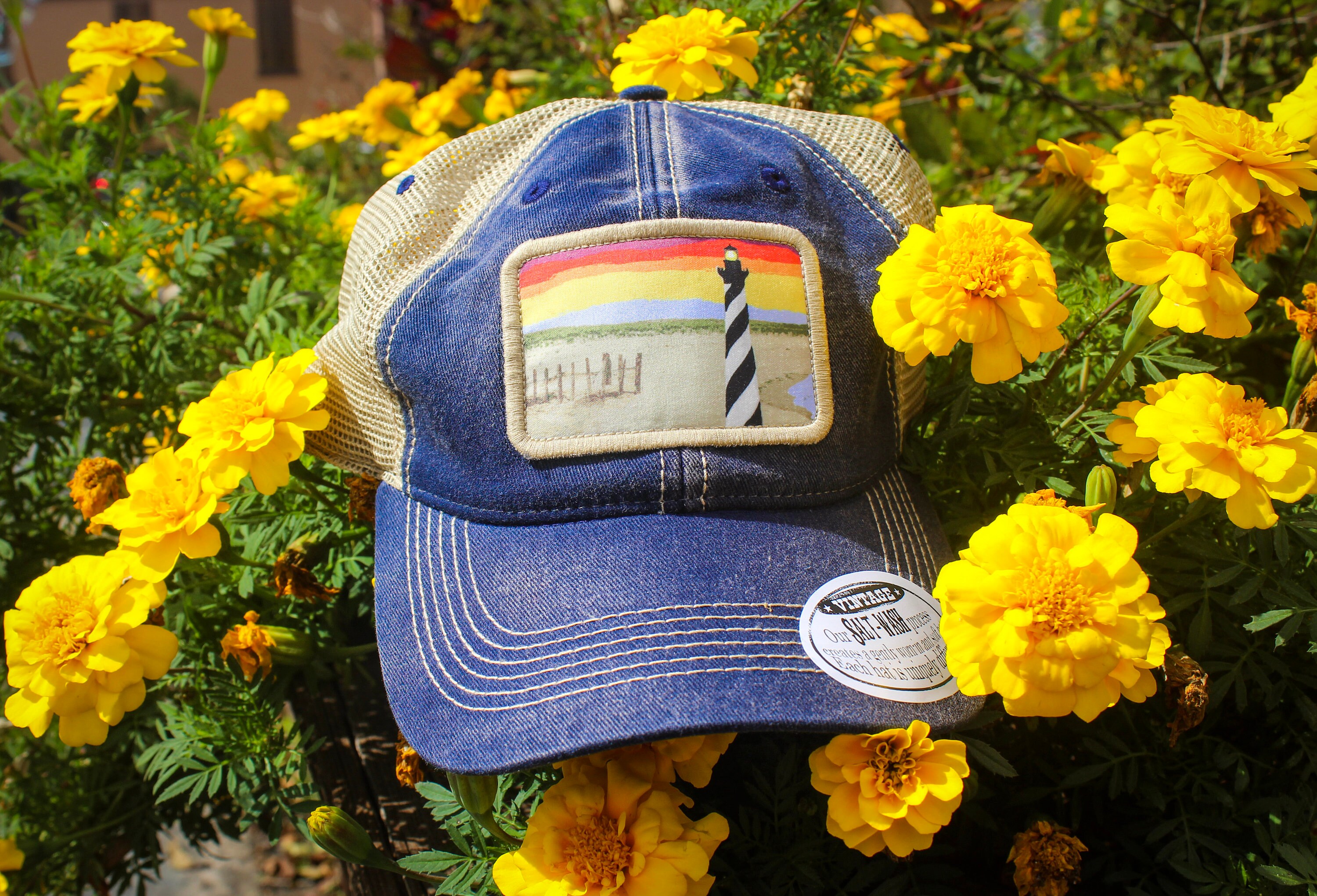 Good Morning Cape Hatteras Lighthouse Trucker Hat, Navy