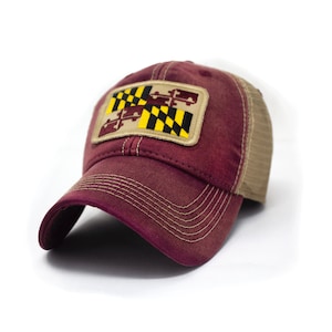 Maryland Flag Patch Trucker Hat, Brick Red