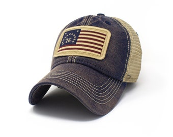 The Bennington USA Flag Patch Trucker Hat, Navy