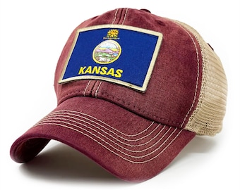 Kansas Flag Patch Trucker Hat