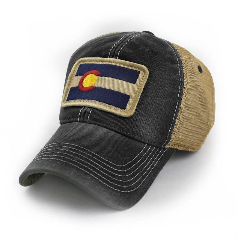 Colorado Flag Patch Trucker Hat, Black 