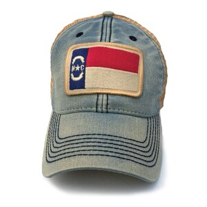 North Carolina Flag Patch Trucker Hat, Americana Blue image 2