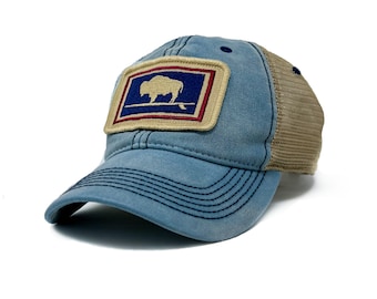 Surfing Buffalo Trucker Hat, Americana Blue