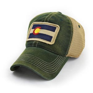Colorado Flag Patch Trucker Hat, Green