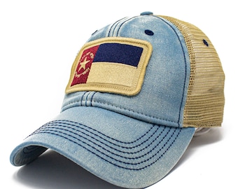 North Carolina 1861 Flag Trucker Hat, Heritage Collection, Americana Blue