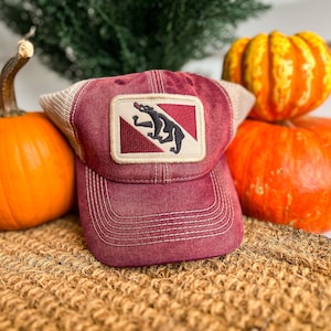 New Bern City Flag Patch Trucker Hat, Brick Red