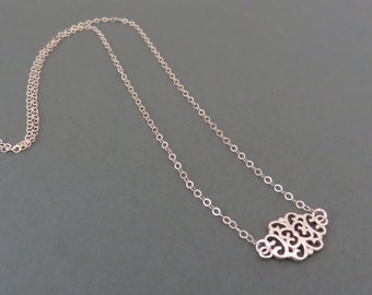 Rose Gold Filigree Necklace, rose gold choker, small rose gold necklace, tiny, layering necklace, delicate, minimalist, rose gold jewelry