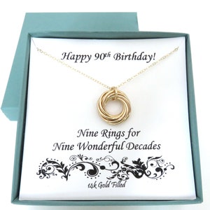 90th Birthday Gift, Gold Filled Necklace, 90th Birthday for Women, Birthday Gifts for Mom, Grandma Gift, 14k Gold Filled