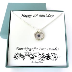 40th Birthday Gifts for Women, Birthstone Necklace, 40th Birthday Gift, Sterling Silver Necklace, Love Knot Necklace