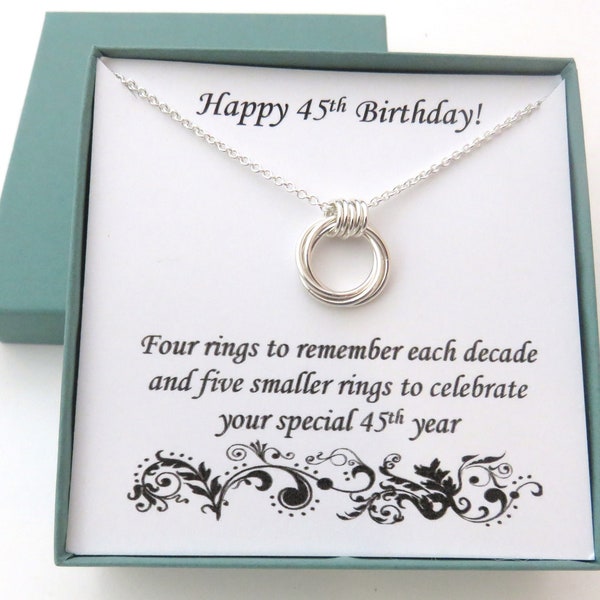 45th Birthday Gift, Sterling Silver Necklace, 45th Birthday, Love Knot Necklace, 45th Anniversary, Milestone Birthday Necklace