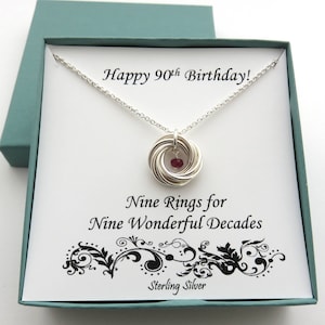 90th Birthday, Sterling Silver Necklace, 90th Birthday Gift, Birthstone Gift, Gift for Grandma, Birthday Gift for Mom, MaricaHDesigns