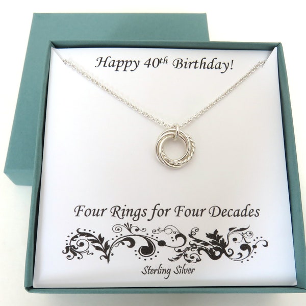 40th Birthday Gifts for Women, Textured Sterling Silver Necklace, 40th Birthday Gift, Sterling Silver Necklace, Birthday Necklace, MHD