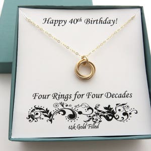 40th Birthday Gifts for Women, Gold Filled Necklace, 40th Birthday, 14k Gold Ring Necklace, Birthday Gift, MarciaHDesigns
