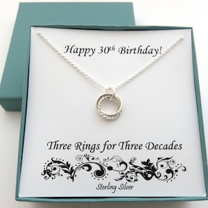 30th Birthday for Her, Textured Sterling Silver Necklace, 30th Birthday Gift, Silver Ring Necklace, Birthday Gifts, Sterling Silver Necklace