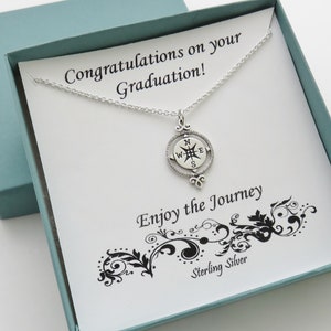 Graduation Gift, Graduation Gift for Her, Silver Compass Necklace, Sterling Silver Victorian Compass, Compass Rose, Retirement Gift, MHD