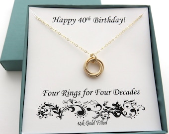 40th Birthday Gifts for Women, Gold Filled Necklace, 40th Birthday, 14k Gold Ring Necklace, Birthday Gift, MarciaHDesigns