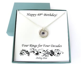 40th Birthday Gifts for Women, Birthstone Necklace, 40th Birthday Gift, Sterling Silver Necklace, Love Knot Necklace