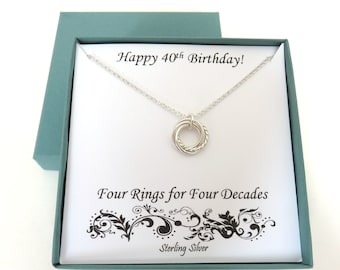 40th Birthday Gifts for Women, Textured Sterling Silver Necklace, 40th Birthday Gift, Sterling Silver Necklace, Birthday Necklace, MHD