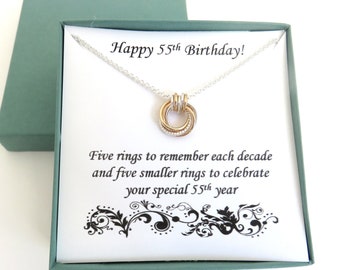 55th Birthday, Silver and Gold Necklace, 55th Birthday Gifts for Women, Mixed Metals Necklace, 5th Anniversary Gift, MarciaHDesigns