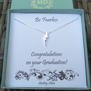 Graduation Gifts for Her, Lightning Bolt Necklace, Fearless Necklace, Gift for Friend, Sterling Silver Necklace image 1