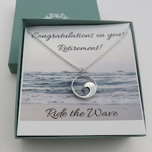 Retirement Gifts for Women, Ocean Necklace, Ride the Wave, 3D necklace, sterling silver, beach jewelry, beach gift, wave necklace