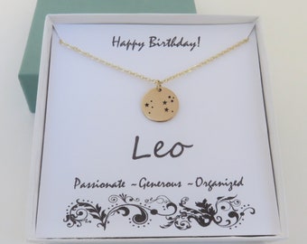 July Birthday Gift | Leo Necklace |, Constellation Necklace for Her | Gold Filled Necklace | Zodiac Necklace Gifts | MarciaHDesigns