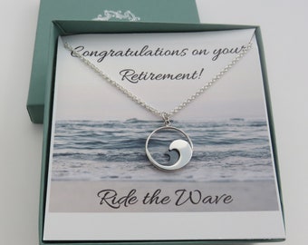 Retirement Gifts for Women, Ocean Necklace, Ride the Wave, 3D neclace necklace, sterling silver, beach jewelry, beach gift, wave necklace