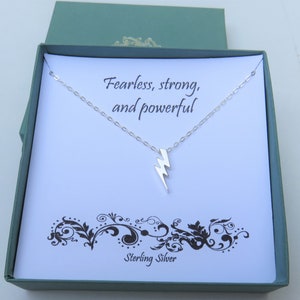 Graduation Gifts for Her, Lightning Bolt Necklace, Fearless Necklace, Gift for Friend, Sterling Silver Necklace image 10
