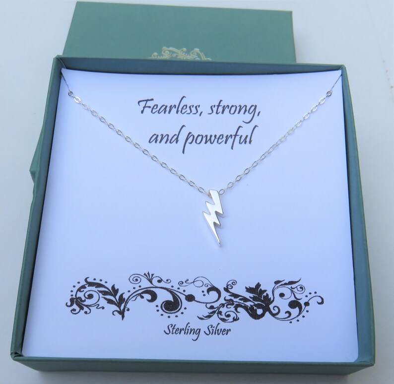 Graduation Gifts for Her, Lightning Bolt Necklace, Fearless Necklace, Gift for Friend, Sterling Silver Necklace image 10