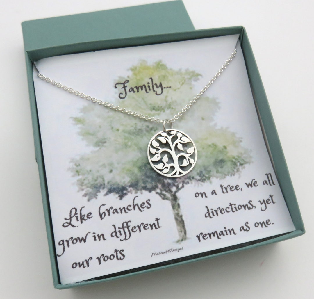Ciondolo Albero Della Vita A Goccia In Argento Sterling 925 Con Cristallo Nero - Regalo Di Compleanno 40° 50° 60° Per Donna