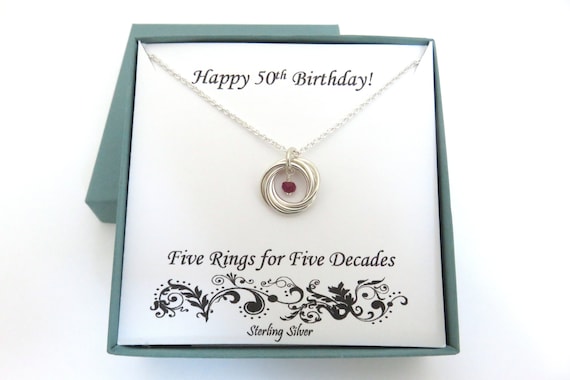 50th Birthday Gifts Birthstone Necklace 