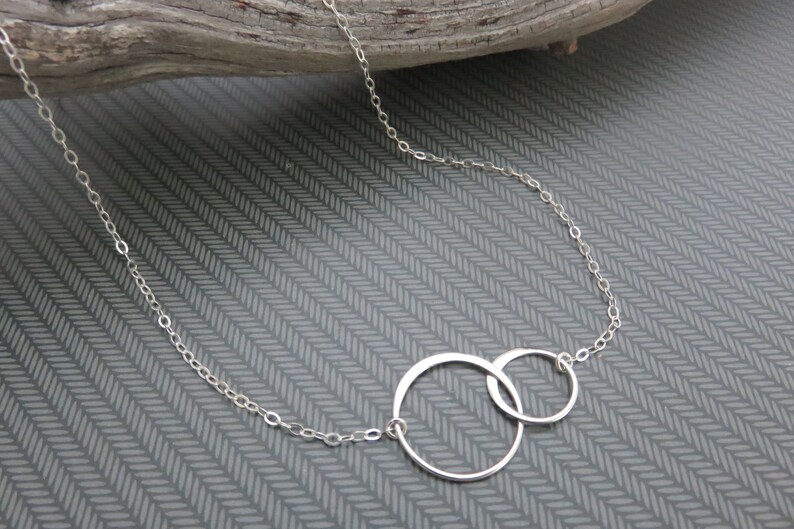 Gift for wife, gift for fiancé, together forever, 2 circles, necklace, sterling silver, gift for girlfriend, birthday gift for wife, fiancé image 6