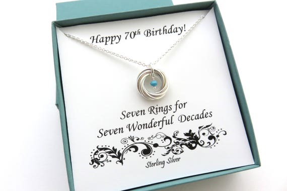 70th Birthday Gift Woman, 70th Birthday Gifts for Her, 70th Birthday Necklace Gift for Sister, Mom, Two Toned Box