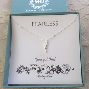 Graduation Gifts for Her, Lightning Bolt Necklace, Fearless Necklace, Gift for Friend, Sterling Silver Necklace image 9