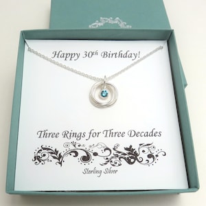 30th Birthday Gift for Women, Birthstone Necklace, 30th Birthday for Her, Sterling Silver, Birthday Gift