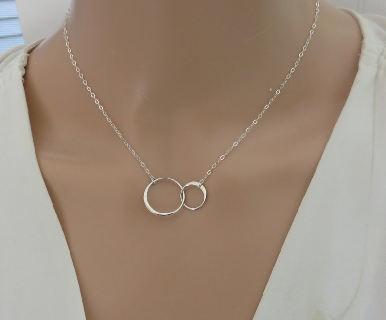 Gift for wife, gift for fiancé, together forever, 2 circles, necklace, sterling silver, gift for girlfriend, birthday gift for wife, fiancé image 7