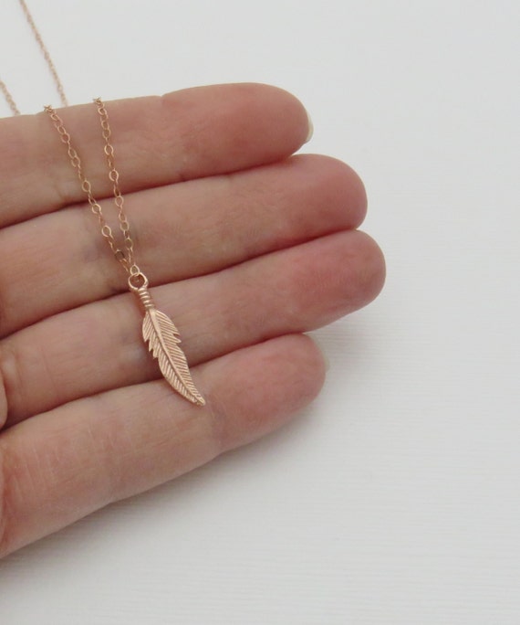 Rose gold feather necklace feather necklace rose gold | Etsy
