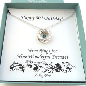 90th Birthday Gift for Women, Silver Birthstone Necklace, 90th Birthday, Sterling Silver, Gift for Woman, Birthstone