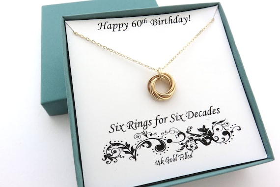 Gold Filled Necklace 60th Birthday Gift 