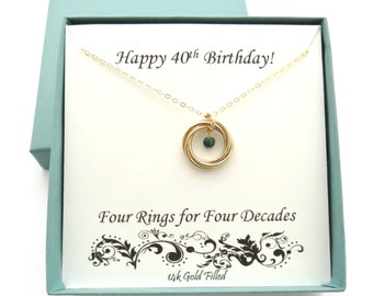 40th Birthday Gifts for Women, Gold Necklace, 40th Birthday, Birthstone Necklace, 14k Gold Filled Necklace, Birthday Gift